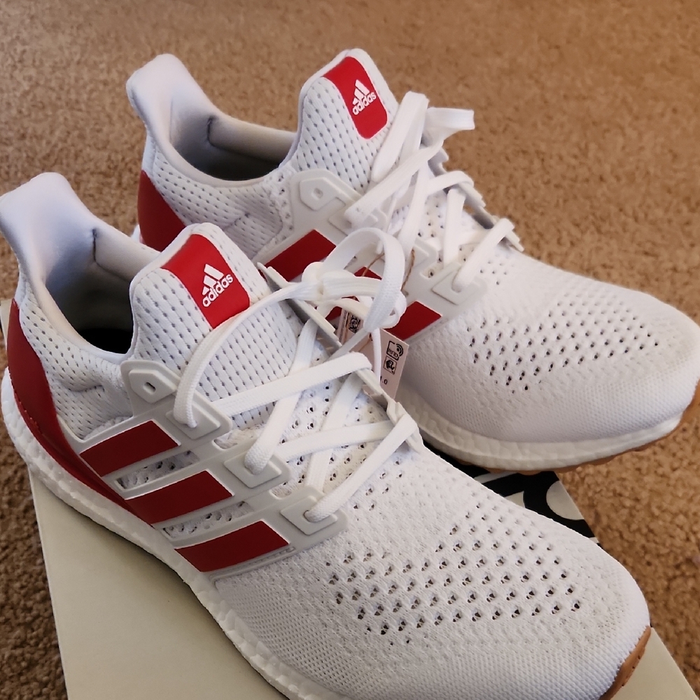 Adidas Men's White and Red Running Shoes Ultraboost 1.0
